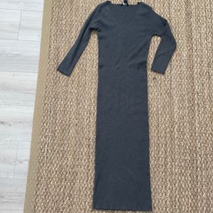 Ribbed dark grey long sleeve dress